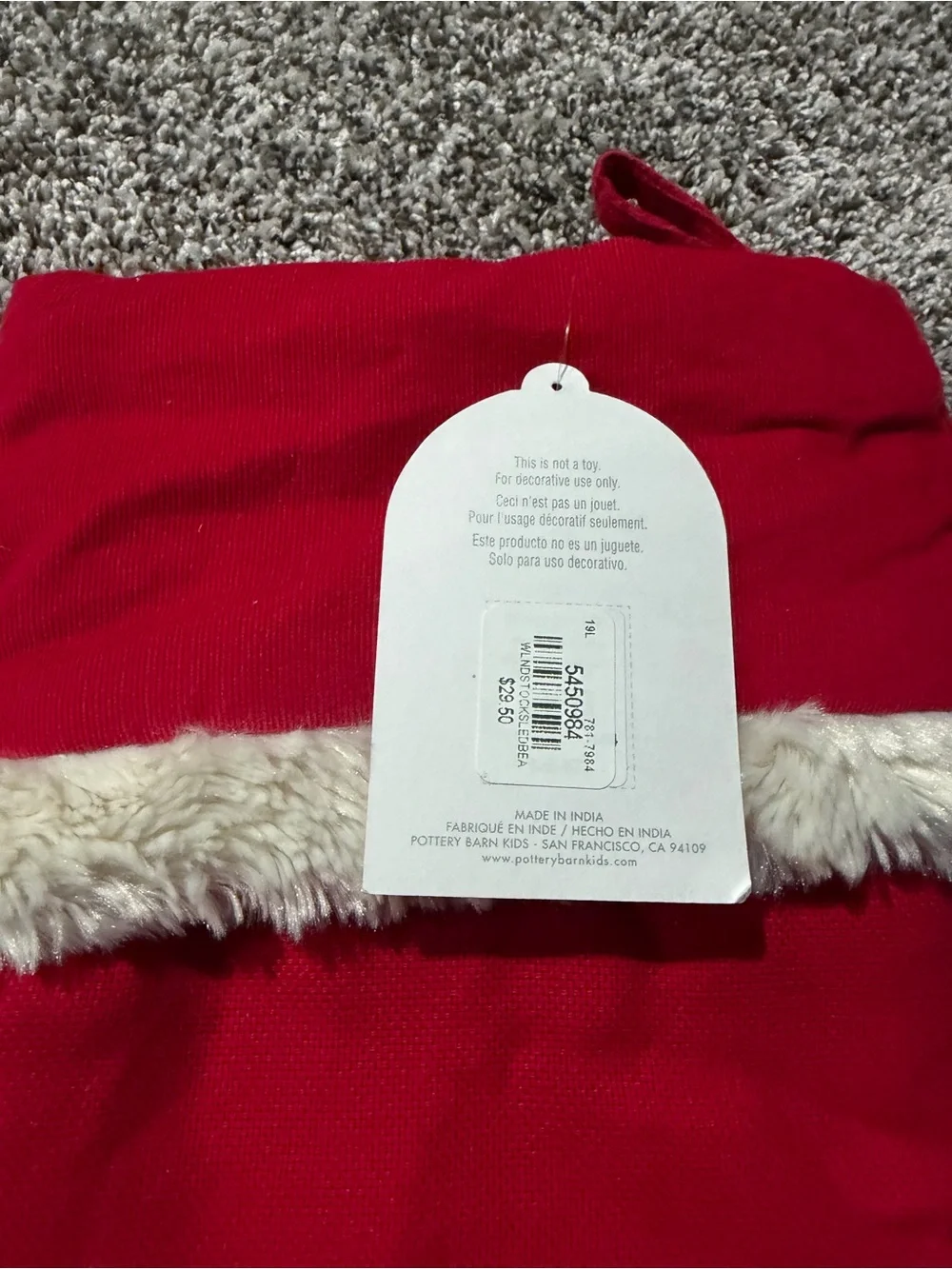 Pottery Barn kids Holiday Beaver sledding Stocking with Faux Fur Trim